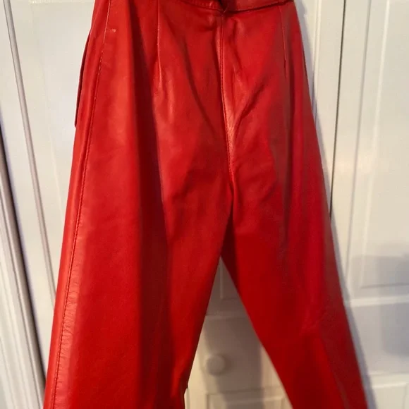 100% Leather Red Pants